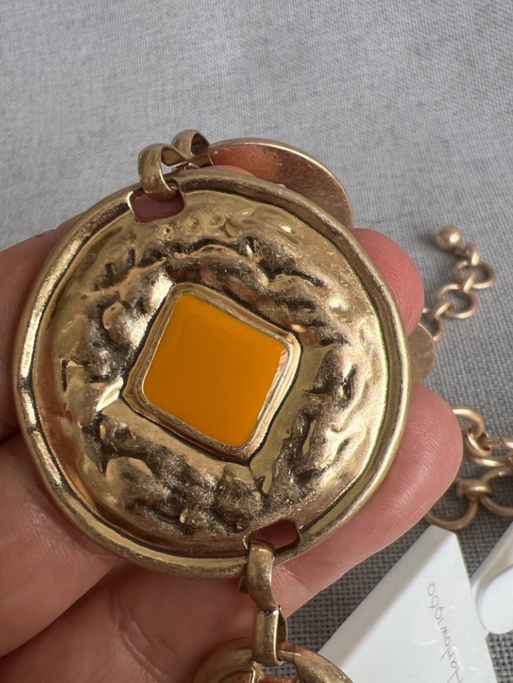 House of Harlow 1960 metal belt gold multicolor enamel NWT One size - Picture 5 of 14